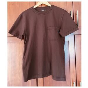 American Giant Pocket Tee Shirt Crew Neck Short Sleeve Brown Size Small NEW